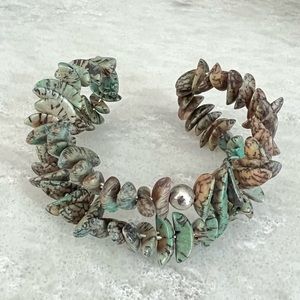 Vintage unique teal turquoise cuff bracelet